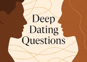 A modern illustration of speech bubbles, with some marked with a caution symbol, representing conversational red flags and topics to avoid on early dates.